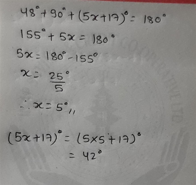 The measures of the angles of a triangle are shown in the figure below. Solve for-example-1