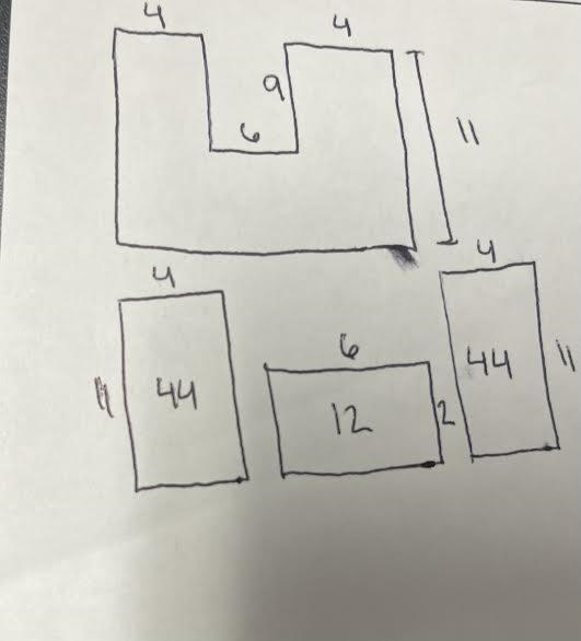 Find the total area of the irregular polygon shown? * m 11 m 36 sqm 84 sq.m 88 sqm-example-1