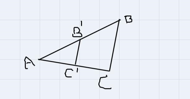 Dilate Triangle ABC below using A as the center and a scale factor of 2. Leave all-example-1