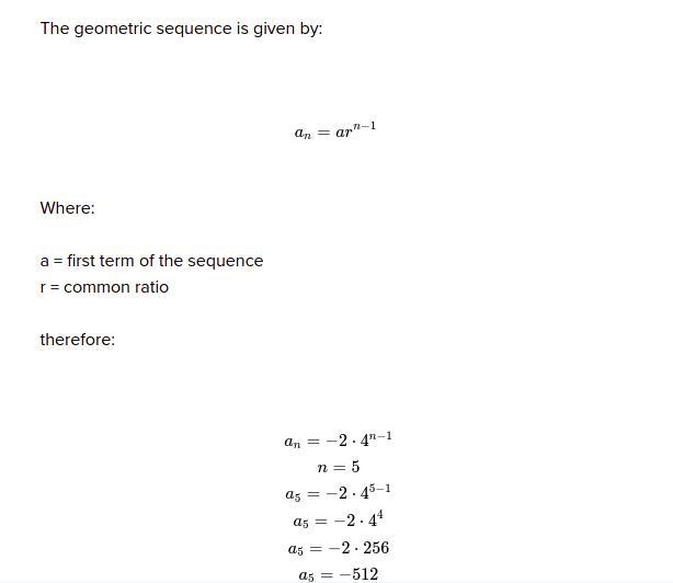 Write the nth rule for the following geometric sequence. Then find the fifth term-example-1