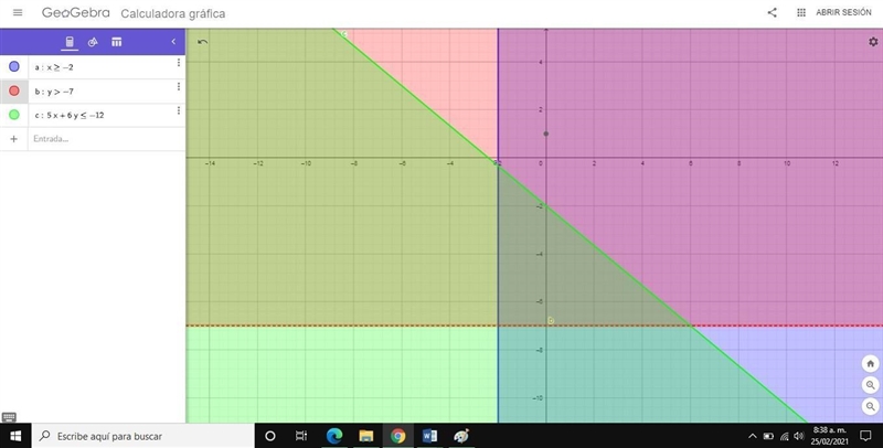 Graph the solution to the following system of inequalities x >= - 2 y > - 7 5x-example-1