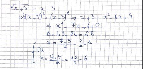 √x+3=x-3 a-{6} b-{6,13} c-{1,13} d-{1,6}-example-1