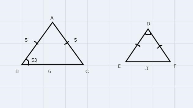 ΔABC and ΔDEF are similar. The lengths of AB  and AC are 5 units each, and the length-example-1