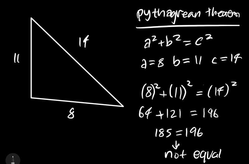 Is 8,11,14 a right triangle?-example-1