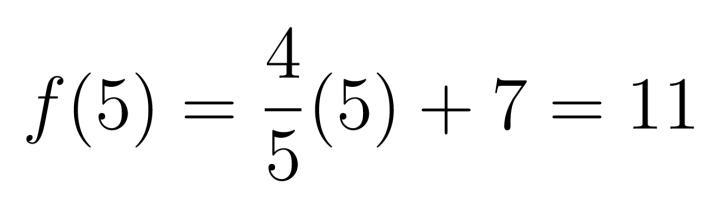 F(x)= 4/5x +7 What is the value of f(5)?-example-1