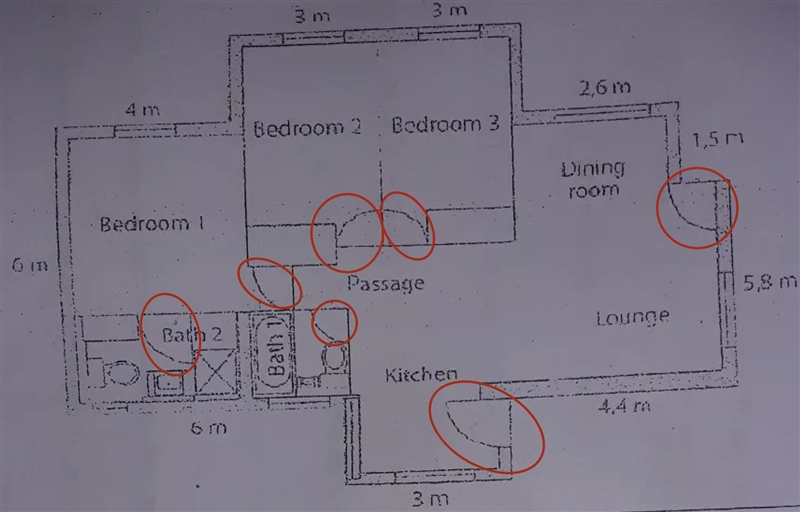 QUESTION 1 Below is the image of a plan of a house. Use the plan to answer the following-example-2