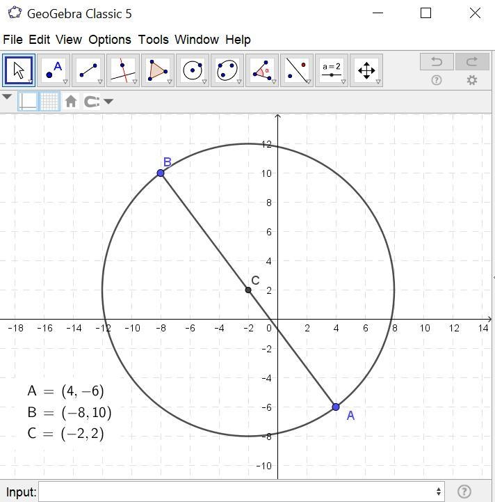 A circle has a diameter that extends from (4.-6) to (-8,10). What are the coordinates-example-1