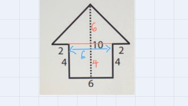 Find the area of the composite figure below. Round your answer to the tenths.-example-1