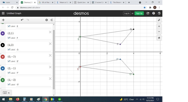 Draw the figure and it’s reflection in the x-axis. Identify the coordinates of the-example-1