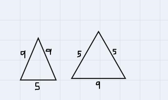 The lengths of two sides of an isosceles triangle are 5 and 9. The length of the third-example-1