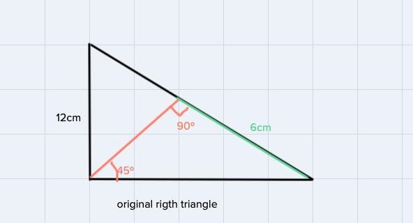 The height on the hypotenuse of a right angled triangle is 12cm and it divides the-example-1