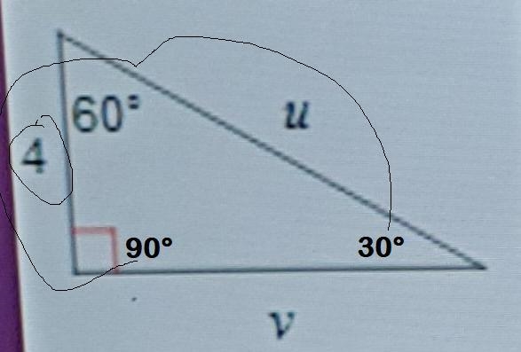 60 4. u Which side is the long leg in this 30-60-90 triangle? 4-example-1