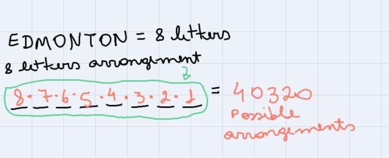 Which scenario has more arrangements?:2:• 5 letter arrangements using the letters-example-3