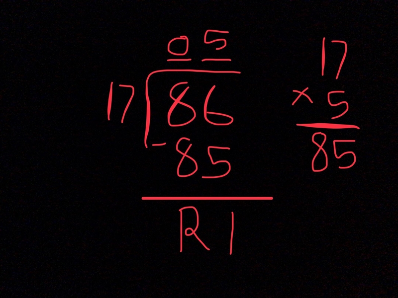 10. Maya used a drawing to divide 86. She made groups of 17 with 1 left over. Draw-example-1