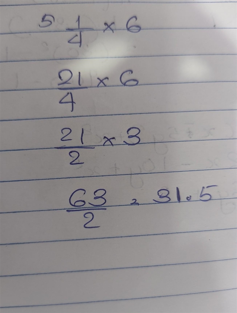 Express as a mixed fraction 5¼×6 I need method And answer should be 31½​-example-1