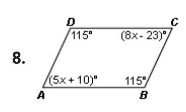 I really need help with number 8 find the value of x that makes abcd a parallelogram-example-1