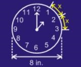 How wide is the space betweeneach number on this clock?-example-1