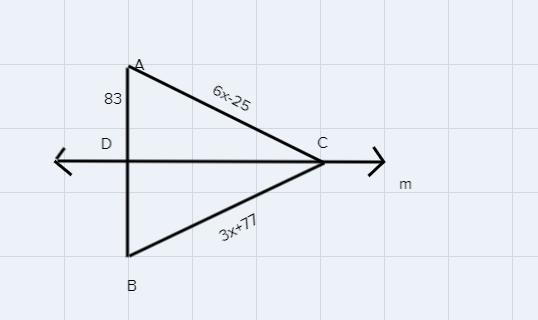 M is the perpendicular bisector of ab find the value of x-example-1