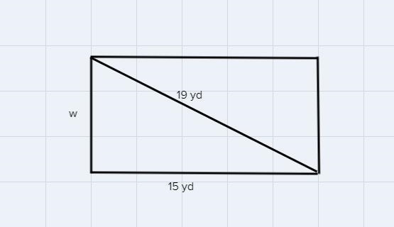 the diagonal of a rectangular swimming pool measures 19 yd if the length of the pool-example-1