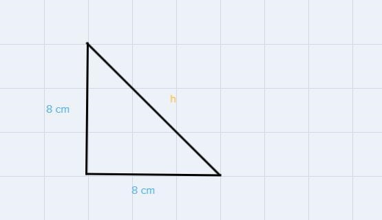 Find the length of the hypotenuse in a 45-45-90 triangle with legs 8 cm (draw a picture-example-1