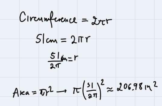 3ndI₁bortsFoolsWhich circles shown have an area between 200 and 250 square inches-example-2