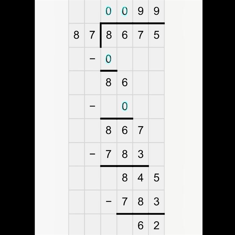 Darrel divided 8,675 by 87. His work is shown below Which answer choice correctly-example-1