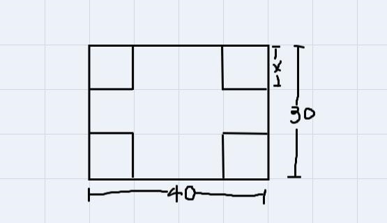 An open topped box can be created by cutting congruent squares from each of the four-example-1