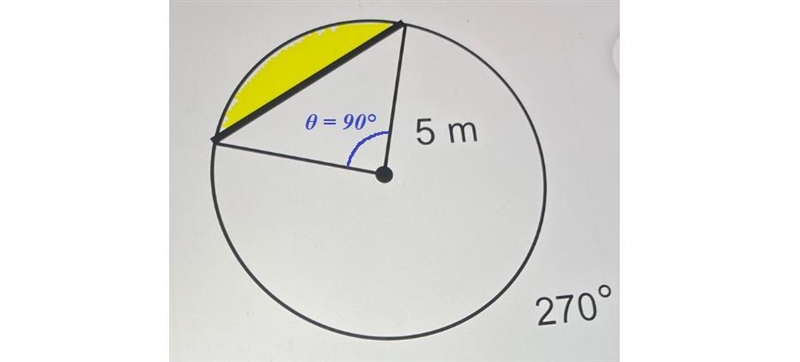 find the area of the shaded segment of the circle. the area of the shaded segment-example-1