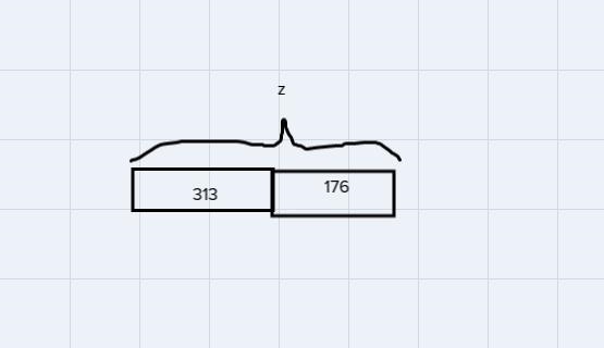 Solve the equation z-313=176. Use a graphic method to illustrate the equation-example-1