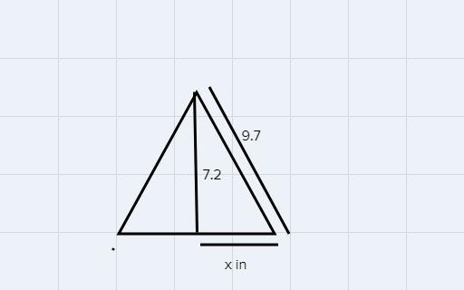 Find the volume of the pyramid. The height is 7.2 inches and the slant height is 9.7 inches-example-1