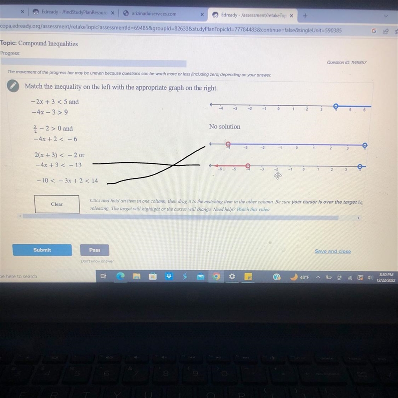 Match the inequality on the left with the appropriate graph on the right-example-1