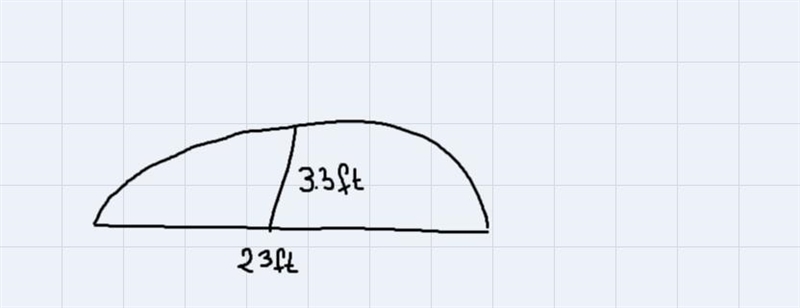 A footbridge is in the shape of an arc of a circle. The bridge is 3.3 ft tall and-example-1