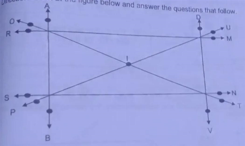 Write two pairs of parallel and perpendicular lines in the figure below.-example-1