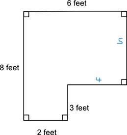 The figure shows a carpeted room. How many square feet of the room are carpeted? A-example-1