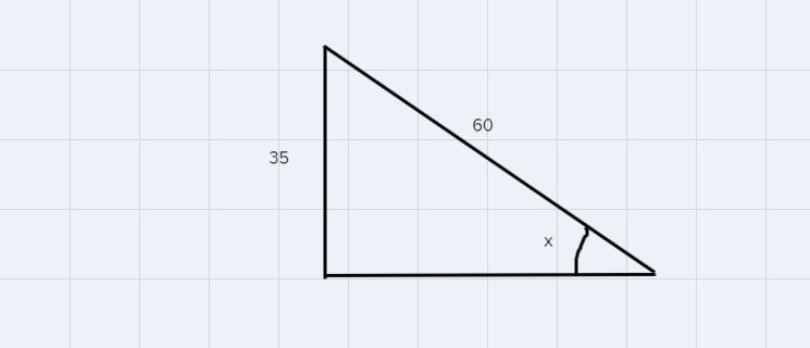 a 60-foot cable is attached to the top of a 35 foot pool what is the angle of elevation-example-1