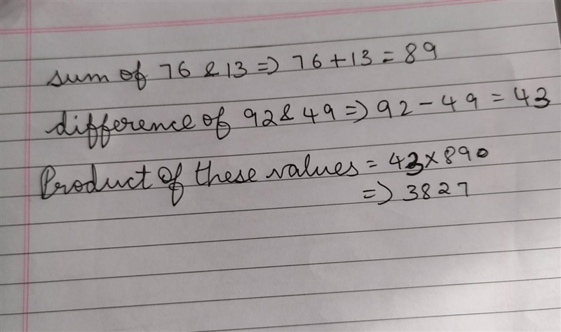 Find the product of the sum of 76 and 13 and the difference of 92 and 49.-example-1