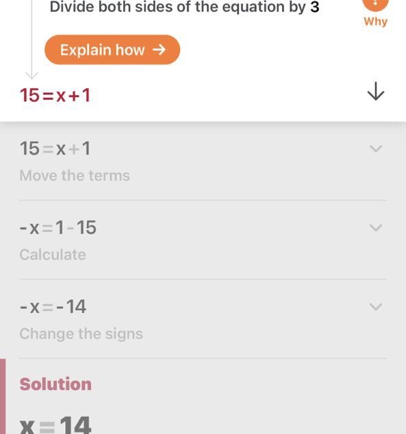 Yo fam for me 45 = 3(x + 1)-example-1