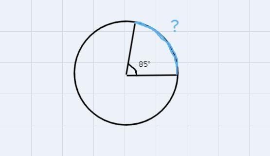 Suppose an angle has a measure of 85 degrees.If a circle is centered at the vertex-example-1