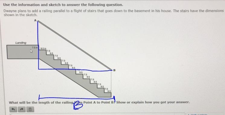 What will be the length of the railing from point A to point B? Show or explain how-example-4