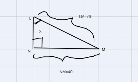 3 In ALMN, ZN is a right angle, LM = 76 units, and MN = 40 units. What is the approximate-example-1