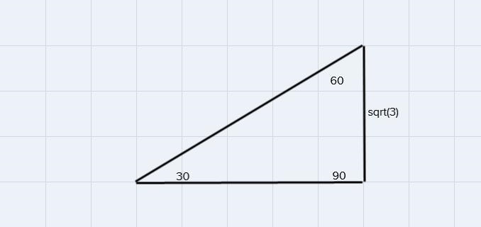 Ther shorter leg of a 30 60 90 triangle measures (square root of 3). what is the measure-example-1