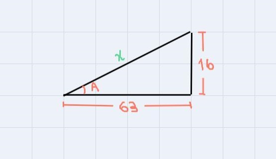 given tan A = 16/63 and that angle A is in Quadrant I, find the exact value of csc-example-1