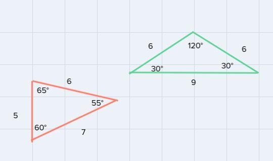 Part 1: Draw an example of an isosceles obtuse triangle and a scalene acute triangle-example-1