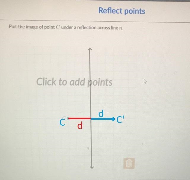 Plot the image of point C under a reflection across line n.Click to add points-example-1