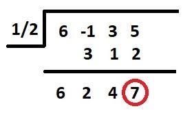 Use synthetic substitution to evaluate: P(x) = 6x^3 - x^2 +3x +5 at x =1/2-example-1