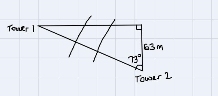 A surveyor makes a measurement shown in the diagram to find the distance between two-example-1