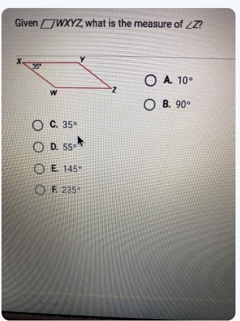 Givem WXYZ what is the meassure of Z?-example-1