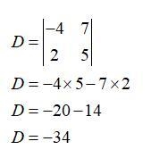 Evaluate Dx. -4x + 7y = 1 25 = 2x + 5y-example-1