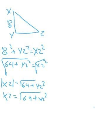 XYZ is a right triangle If XY = 8, what is XZ?-example-1