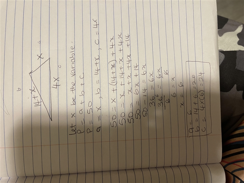 The perimeter of a triangle is 50 feet. One side of the triangle is 4 times the second-example-1